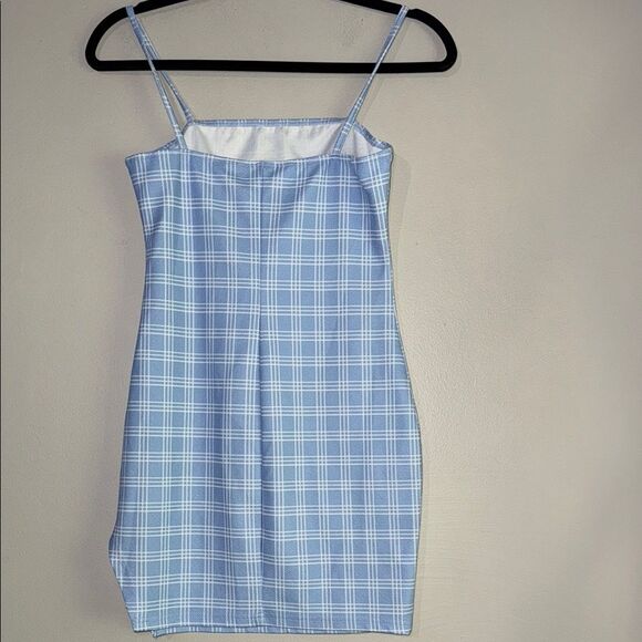 Blue Plaid Checkered Bodycon Dress - Picture 7 of 10